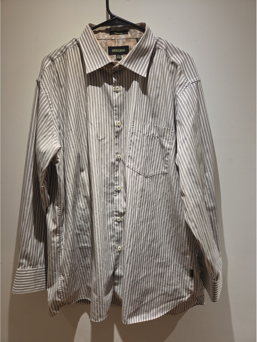 SimonChang Shirt Mens Large 32/33 Long Sleeve Button Up Business